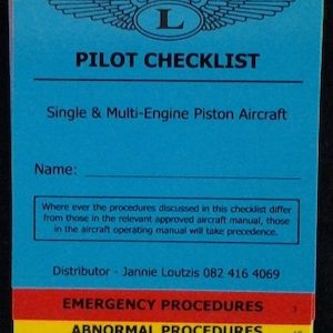 Pilot Checklist - Laminated